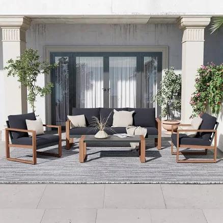 Wade Logan Arunas 5 Person Outdoor Conversation Furniture Set