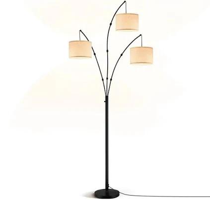 82 in. Matte Black Mid-Century Modern 3-Light Dimmable Arc Floor Lamp