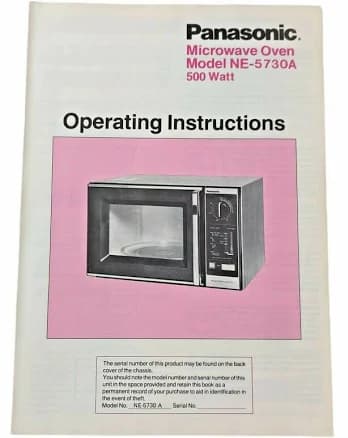 Panasonic Microwave Oven Operating Instructions Model Ne-5730a 500