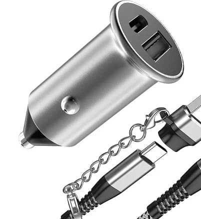 30W USB-C & USB-A Dual Port Car Charger Power Delivery Fast Auto Charging with Apple MFi Certified 6ft USB-C to Lightning Cable and USB Adapter for