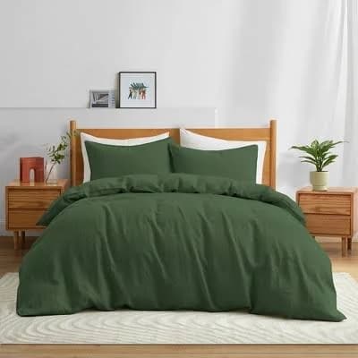 Peace Nest Luxurious Premium Flax Linen Cotton Duvet Cover and Pillow Sham Set Moisture-Wicking and Breathable
