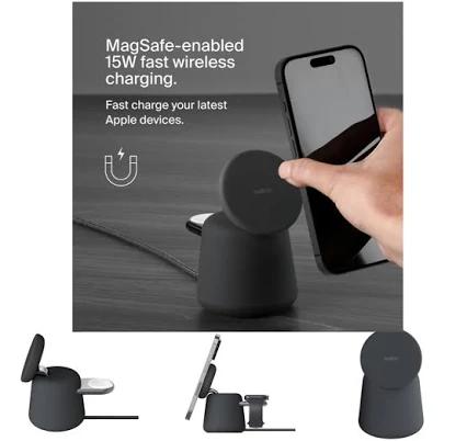 Belkin BoostCharge Pro 2-in-1 Wireless Charging Dock with 15W MagSafe WIZ020TTH