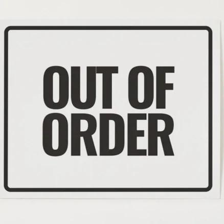 Canva Simple Minimalist Out Of Order Sign Poster, White/Black, Gloss Finish, Pack of 1, Small/Medium/Large