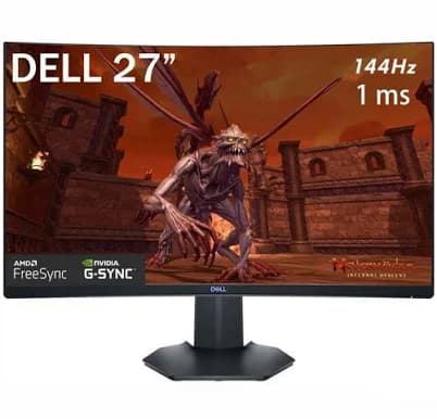 Dell S Series 27" Full HD (1920 x 1080) 144Hz Curved Screen Gaming Monitor, 1ms, G-Sync and AMD FreeSync Compatible (DisplayPort, HDMI), 3-Side Virtua