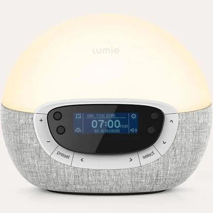 Lumie Bodyclock Shine 300 Wake-Up Light Alarm Clock with Radio 15 Sounds & Sleep Sunset