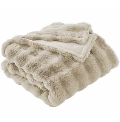Better Homes & Gardens Beige Texture Faux Fur Throw, 50 inch x 72 inch, Adult/Teen