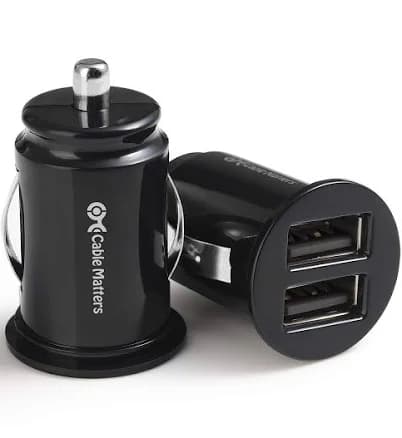 2-Pack 24W/4.8A Mini Dual USB Car Charger