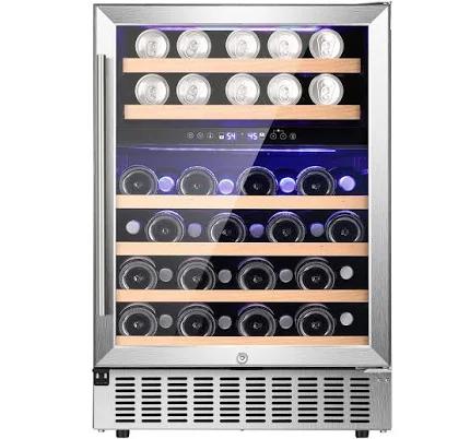 Lowe's 23.4-in W 46-Bottle Capacity Stainless Steel Dual Zone Cooling Built