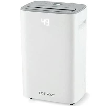 Costway 52 Pint Dehumidifier for Basement 4500 Sq. Ft Portable Dehumidifier 24H Timer, Size: 9, White