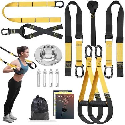 Home Resistance Training Kit Resistance Trainer Exercise Straps with Handles Door Anchor Training Guide Bodyweight Resistance Straps for Full-Body Wo