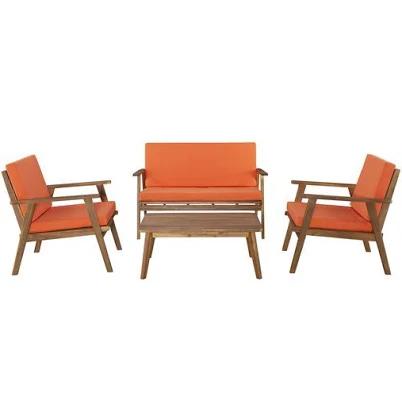 Stinson Mid Century 4 Piece Outdoor Patio Furniture Set by World Market