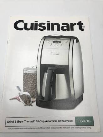 Cuisinart Instruction Manual Grind & Brew Programmable Coffeemaker