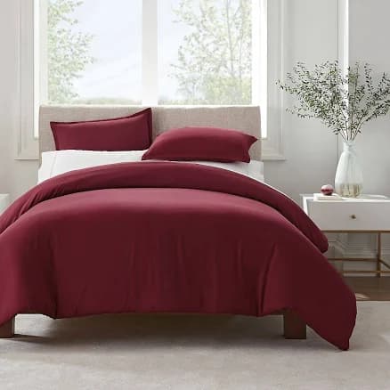 Serta Simply Clean Antimicrobial Duvet Cover Set, Purple, Twin