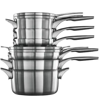 Calphalon Premier 10-Piece Space-Saving Stainless Steel Cookware Set