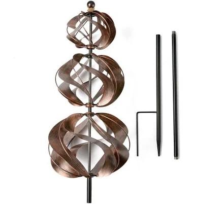 Place & Time 51" Bronze Three Tier Metal Spinner Yard Stakes