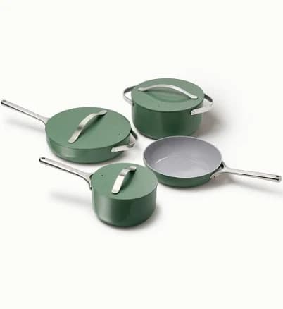 Caraway Non-Toxic Ceramic Non-Stick 7-Piece Cookware Set with Lid Storage