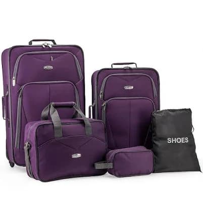 Elite Luggage Whitfield 5-Piece Softside Luggage Set, Purple, 5 PC SET