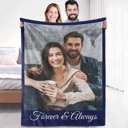 Ships Next Day Custom Sherpa Fleece Blanket with Photos Text Soft Warm Fuzzy Custom Blanket Personalized Couples Gifts for Boyfriend Girlfriend