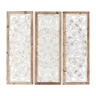 Kirkland's Home Distressed White Floral Wall Plaques