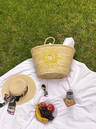 Handwoven Straw Sun Basket