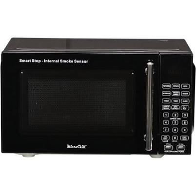 Microchill Microwave with USB Ports, Smoke Sensors, and Dark Grey Interior