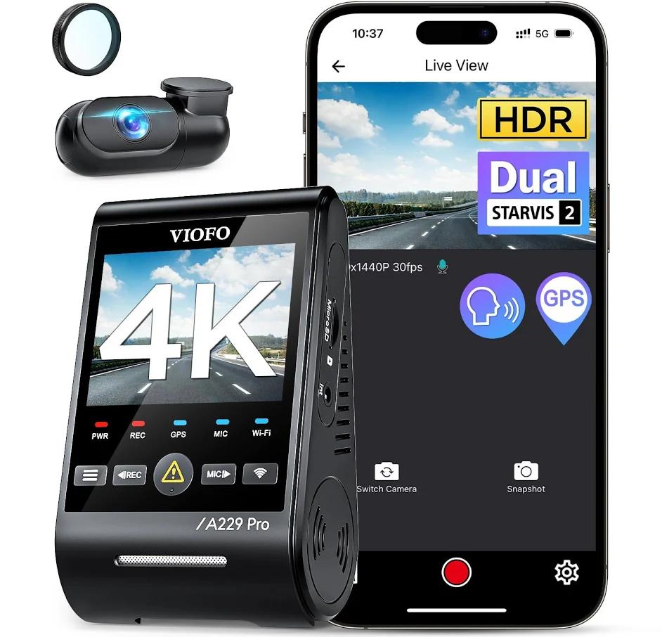 VIOFO A229 Pro 4K HDR Dash Cam, Dual STARVIS 2 IMX678 IMX675, 4K+2K Front and Rear Car Camera