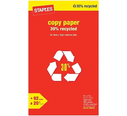 Staples 8.5" x 14" Copy Paper