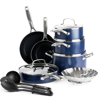 Blue Diamond 14 Piece Diamond Infused Ceramic Nonstick Cookware Set