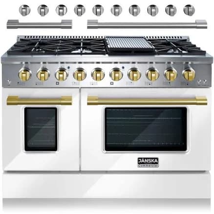 Professional Series 48 in. 6.7 cu. ft. 8-Burners Freestanding Double Oven Gas Range with Griddle