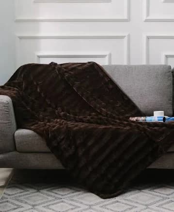 Cheer Collection Ultra Soft Faux Fur to Microplush Reversible Oversized Throw, 86" x 86" - Brown
