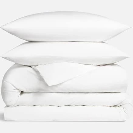 Cooling Cotton Percale Duvet Cover & Pillowcases Set size Twin/Twin XL in White by Brooklinen | Best Sheets for Hot Sleepers