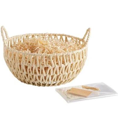 World Market Round Open Weave Gift Basket Kit with Handles