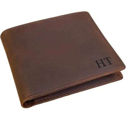 Personalized Engraved Full Grain Leather Wallet for Men