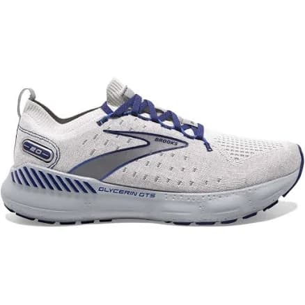 Brooks Glycerin StealthFit GTS 20 Running Shoes for Men Oyster / Alloy / Blue Depths 7.5