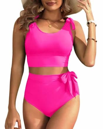 Yonique Women's High Waisted Tummy Control Bikini Swimsuit