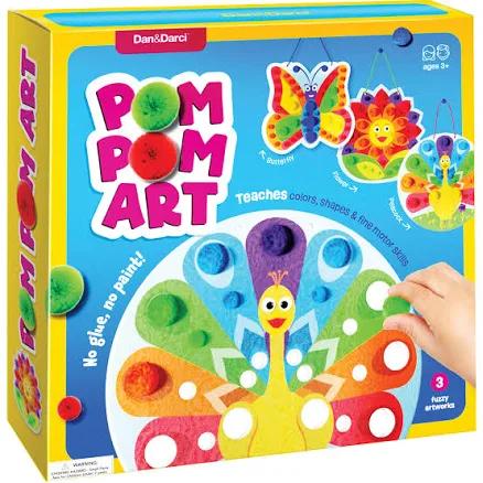 Dan&Darci Pom Pom Art Kit – Includes 3 Fuzzy Artboards, Pom Poms, and Googly Eyes – Ages 3+