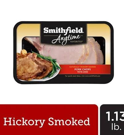 Smithfield, Cooked Bone in Hickory Smoked Pork Chops, 0.9-1.64 lb, Size: 0.9 - 1.64 lbs