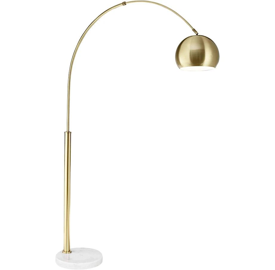 Possini Euro Design Basque White Marble and Gold Modern Arc Floor Lamp