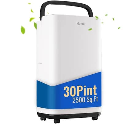 WANAI 30 Pints Dehumidifier for Basements with Drain Hose, 2500 Sq.Ft Dehumidifiers Auto Drain or Manual Drainage, Small Dehumidifier for Home