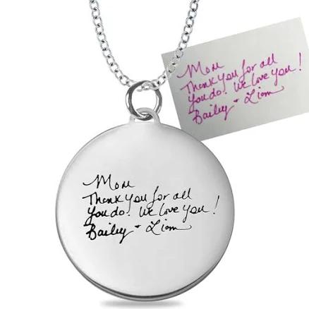 Zales Sterling Silver Engravable Your Own Handwriting Disc Pendant