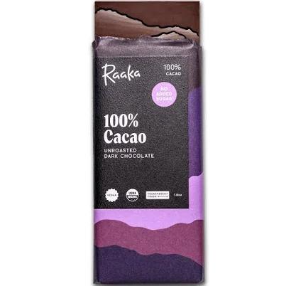 Raaka Chocolate 100% Cacao Dark Chocolate Bar | Organic, Sugar-Free, Vegan, Keto Twelve Bars