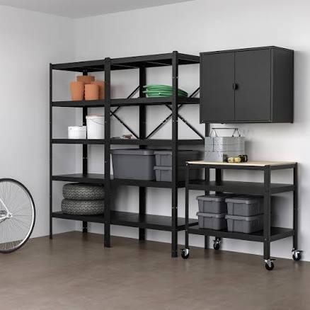 IKEA Bror Storage Unit with Cabinet and Cart