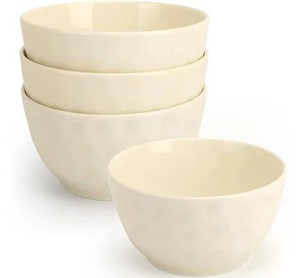 Ngnljgc Stone patterned 26 OZ Cream Ceramic Bowls Set of 4 - Perfect for Soup Bowl, Cereal Bowl, Oatmeal Bowl, Fruit Bowl, Salad Bowl, Rice Bowl -