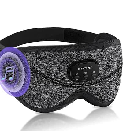 Bluetooth Sleep Headphones with White Noise Sleep Mask, 3D Eye Mask, 38 Relaxing Sounds, 16hrs Playingtime, Light Blocking, Auto-Off Timer, Grey