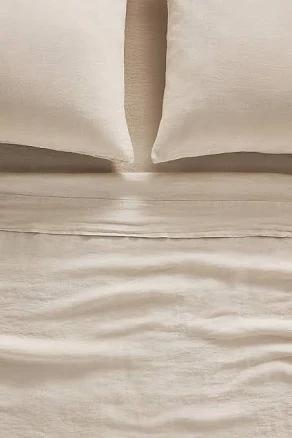 Washed European Flax Linen Sheet Set by Anthropologie in Beige, Size: S/2 Standard XL Pillowcase 20 X 30