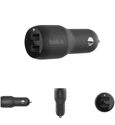 Belkin Dual 24W USB-A Car Charger CCB001BTBK