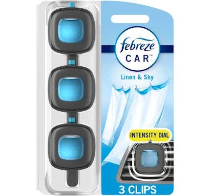 Febreze Car Vent Clips Air Freshener Linen Sky