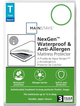 Mainstays NexGen Waterproof Anti-Allergen Zippered Mattress Protector