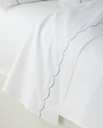 Matouk Scallop Embroidered 350 Thread Count Flat Sheet