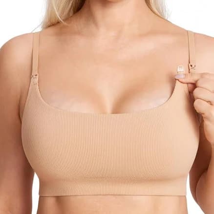 MOMANDA Women's Ribbed Scoop Nursing Bralette